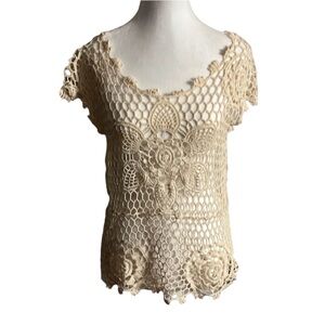 Isela Crocheted Top. Size M 100% Cotton